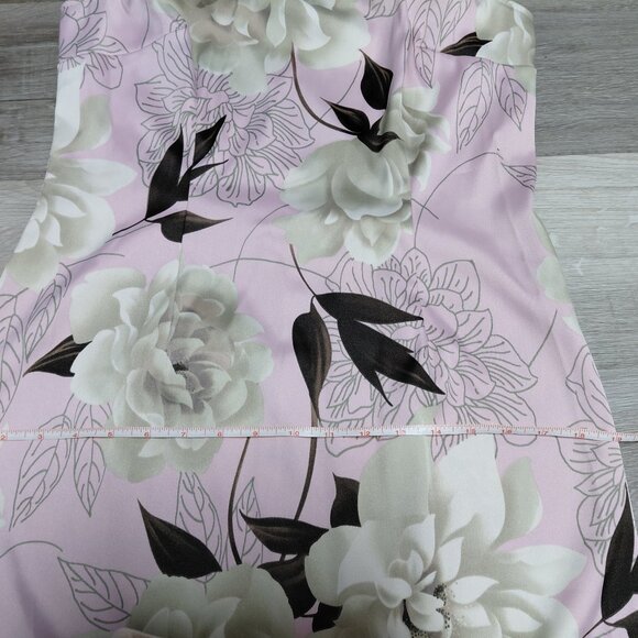 A-line Short Sundress-Large White Roses-Pink Silver Beaded High Halter Neckline - Picture 3 of 8